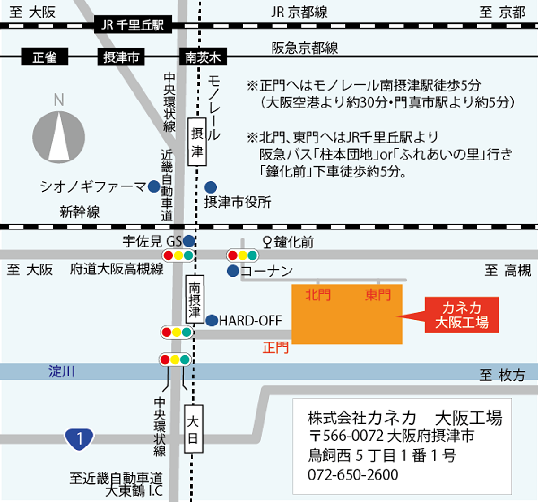 大阪工場の地図