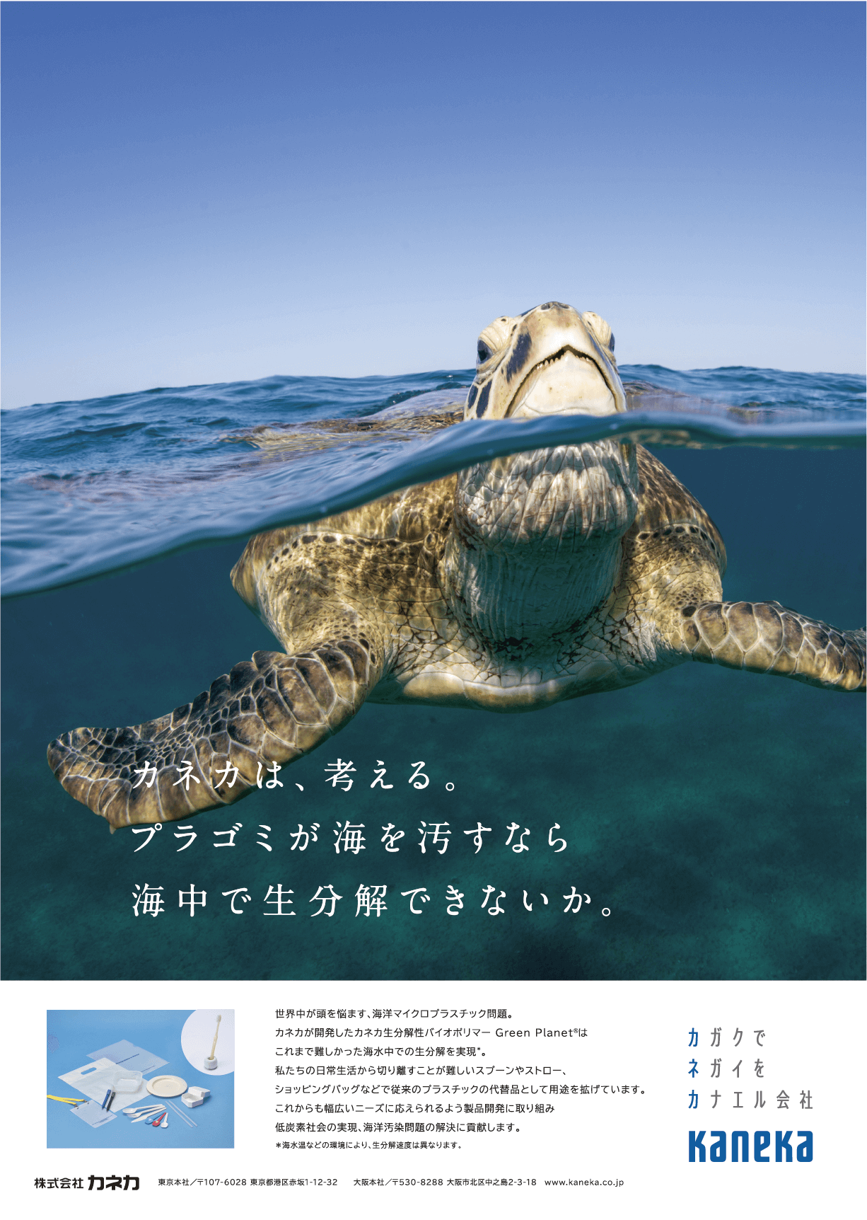カネカは、考える。プラゴミが海を汚すなら海中で生分解できないか。